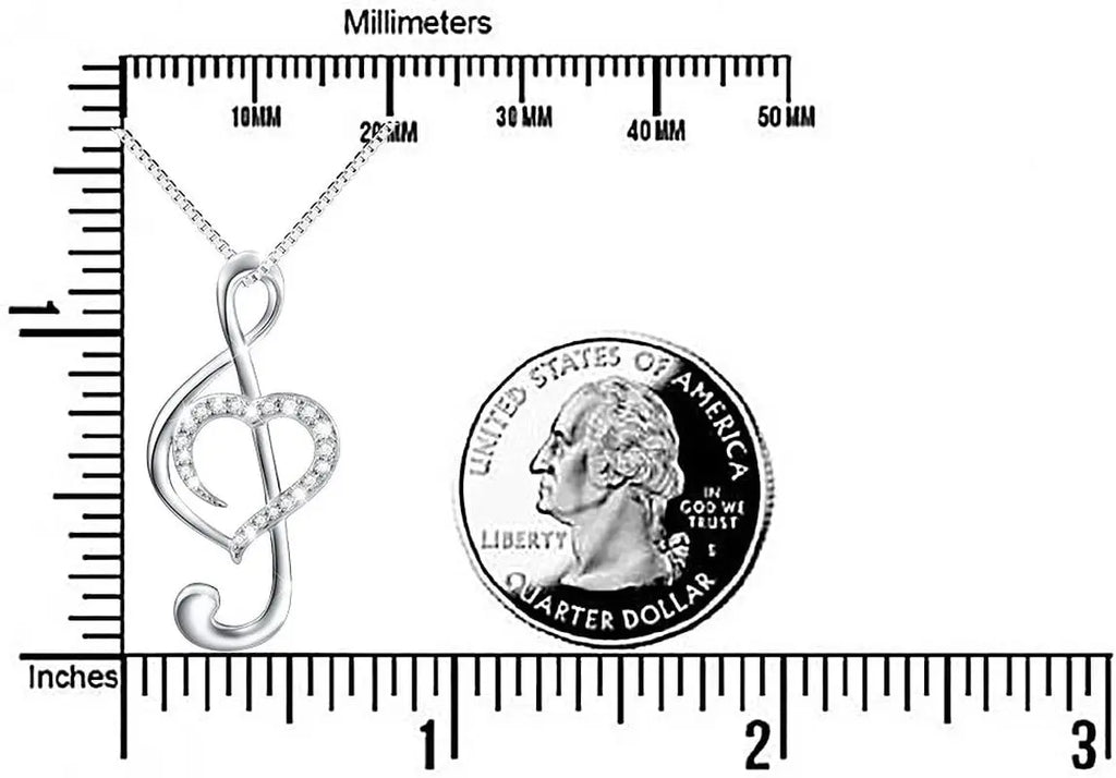 Musical Note Necklace Pendant 925 Sterling Silver