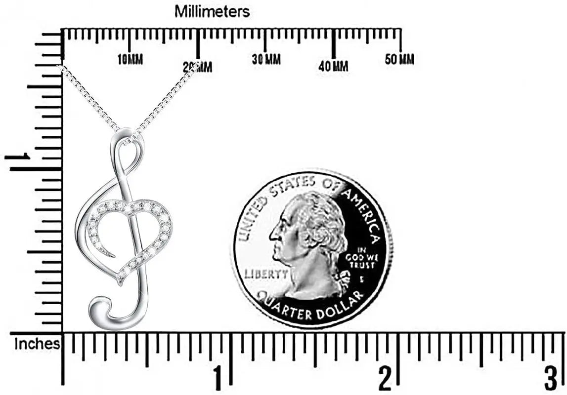 Musical Note Necklace Pendant 925 Sterling Silver