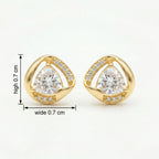 925 Sterling Silver Contemporary Trillion-Cut Stud Earrings Featuring Brilliant Pavé-Set Accents