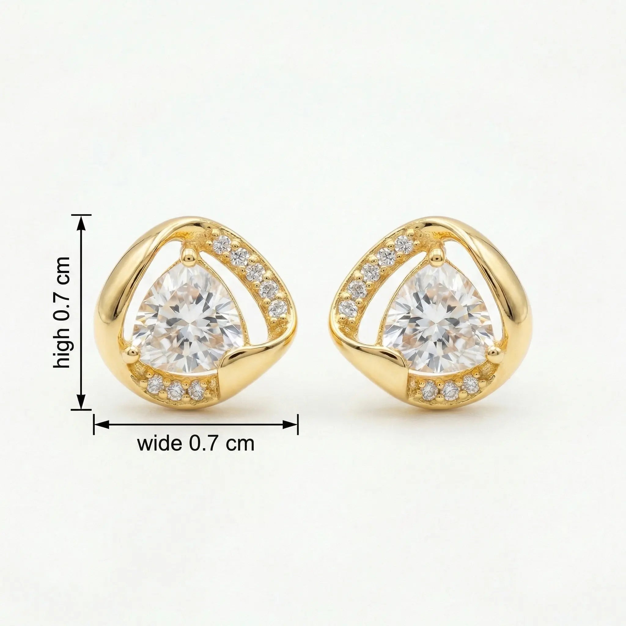 925 Sterling Silver Contemporary Trillion-Cut Stud Earrings Featuring Brilliant Pavé-Set Accents