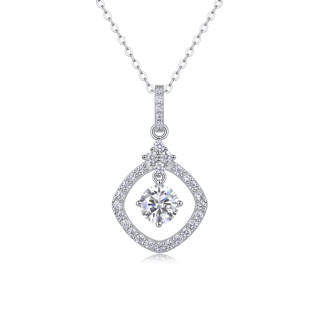 Starlight Heart-to-Heart - 1-carat Moissan Diamond S925 Sterling Silver And Platinum Plating Pendant