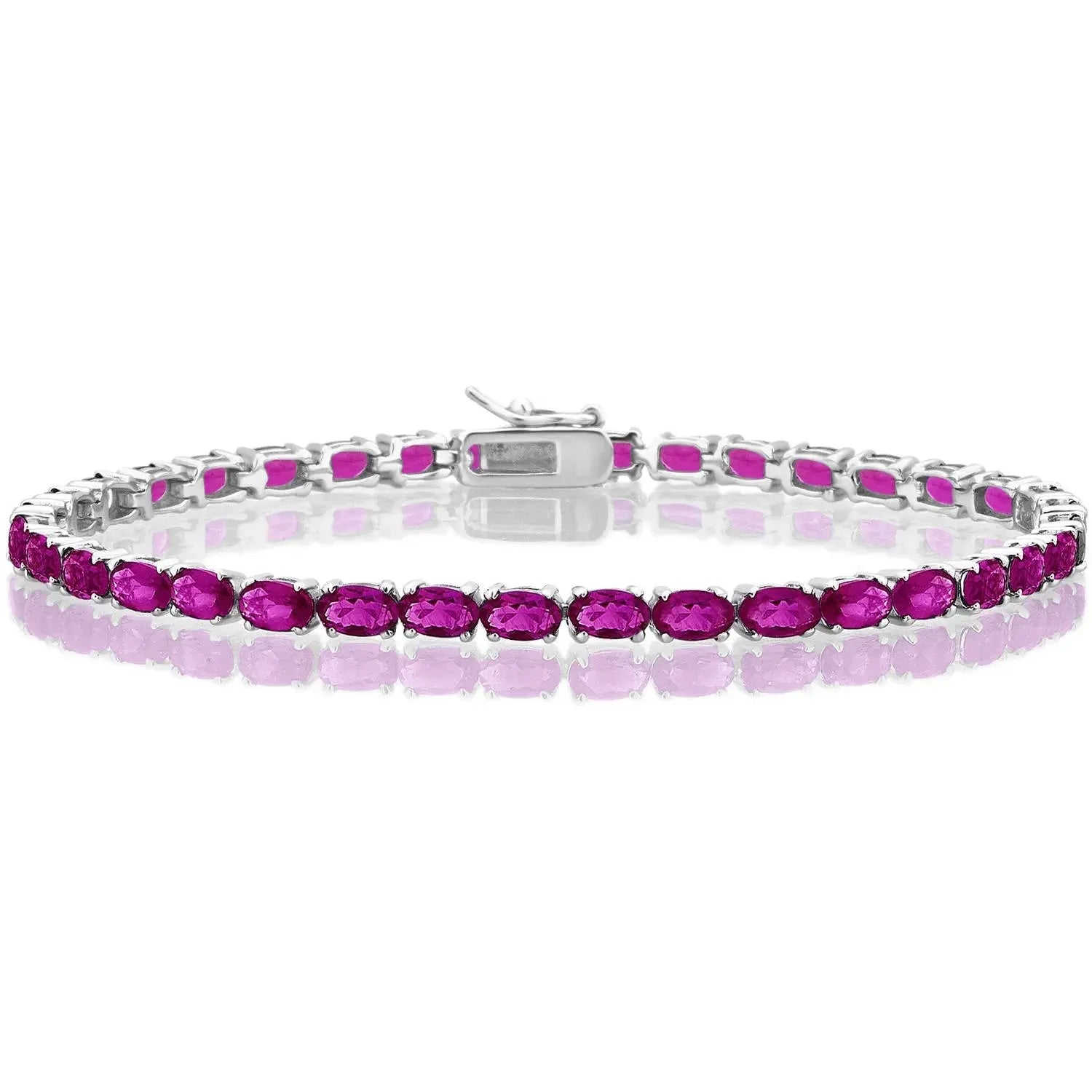 Created Ruby Gemstone Tennis Bracelet in Sterling Silver