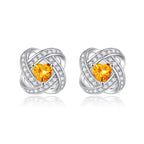 Silver Heart Citrine Stud Earrings NP Colletion