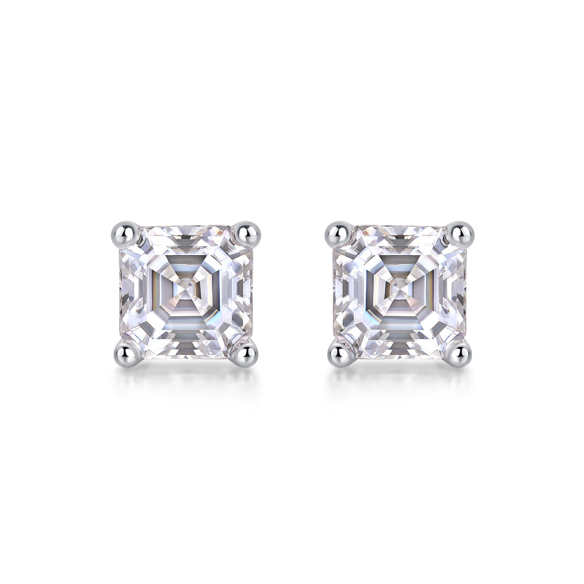 Unrestrained - Square Moissanite S925 Sterling Silver And Platinum-plated Earrings