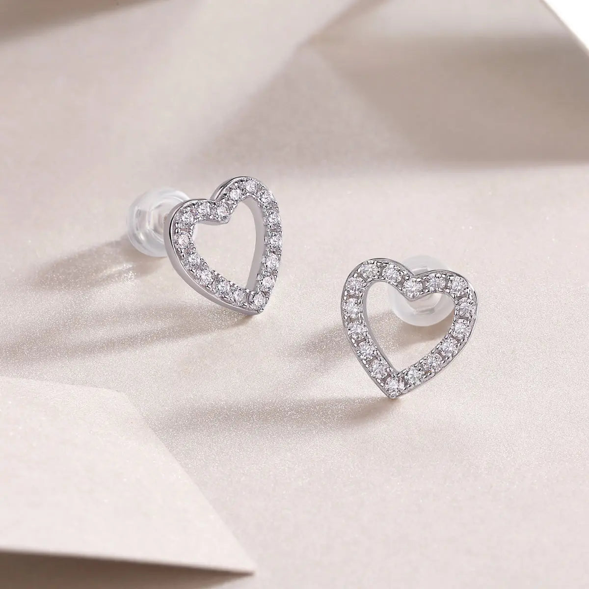 From the Heart - Moissanite S925 Sterling Silver and Platinum-Plated Stud Earrings 