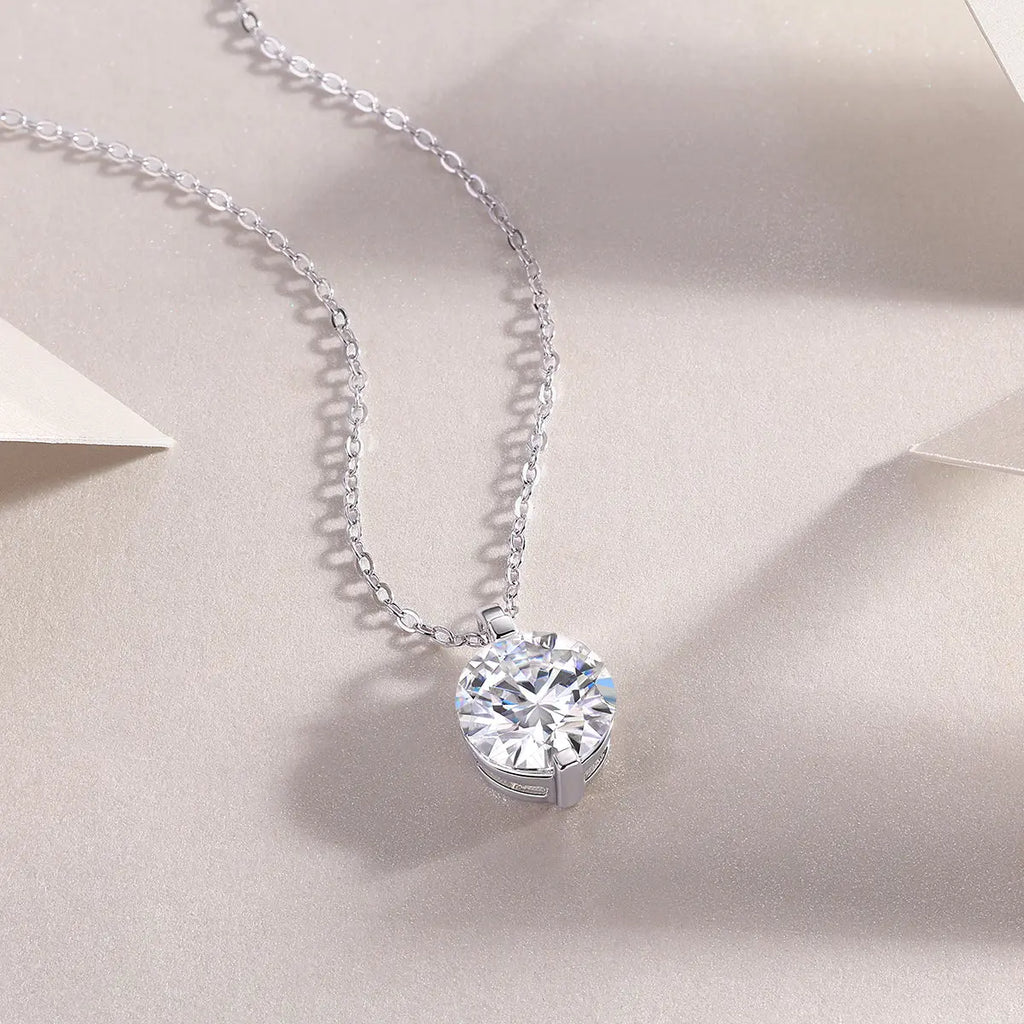 1Time Lasts Diamond Jewelry Pendant Set with 2-Carat, 3-Carat and 5-Carat Moissan Diamonds, S925 Sterling Silver and Platinum Plating 