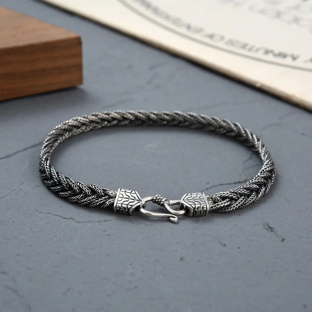 Handmade Sterling Silver Fox Tail Woven Bracelet