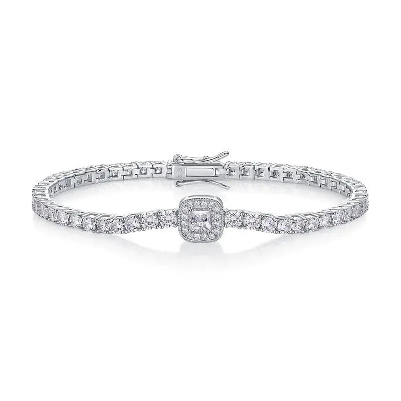 Moissanite S925 Silver Platinum-Plated Bracelet – Luxurious Light Luxury Jewelry NP Collection
