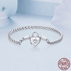 Simple Heart-shaped S925 Silver Heart Lock Bracelet