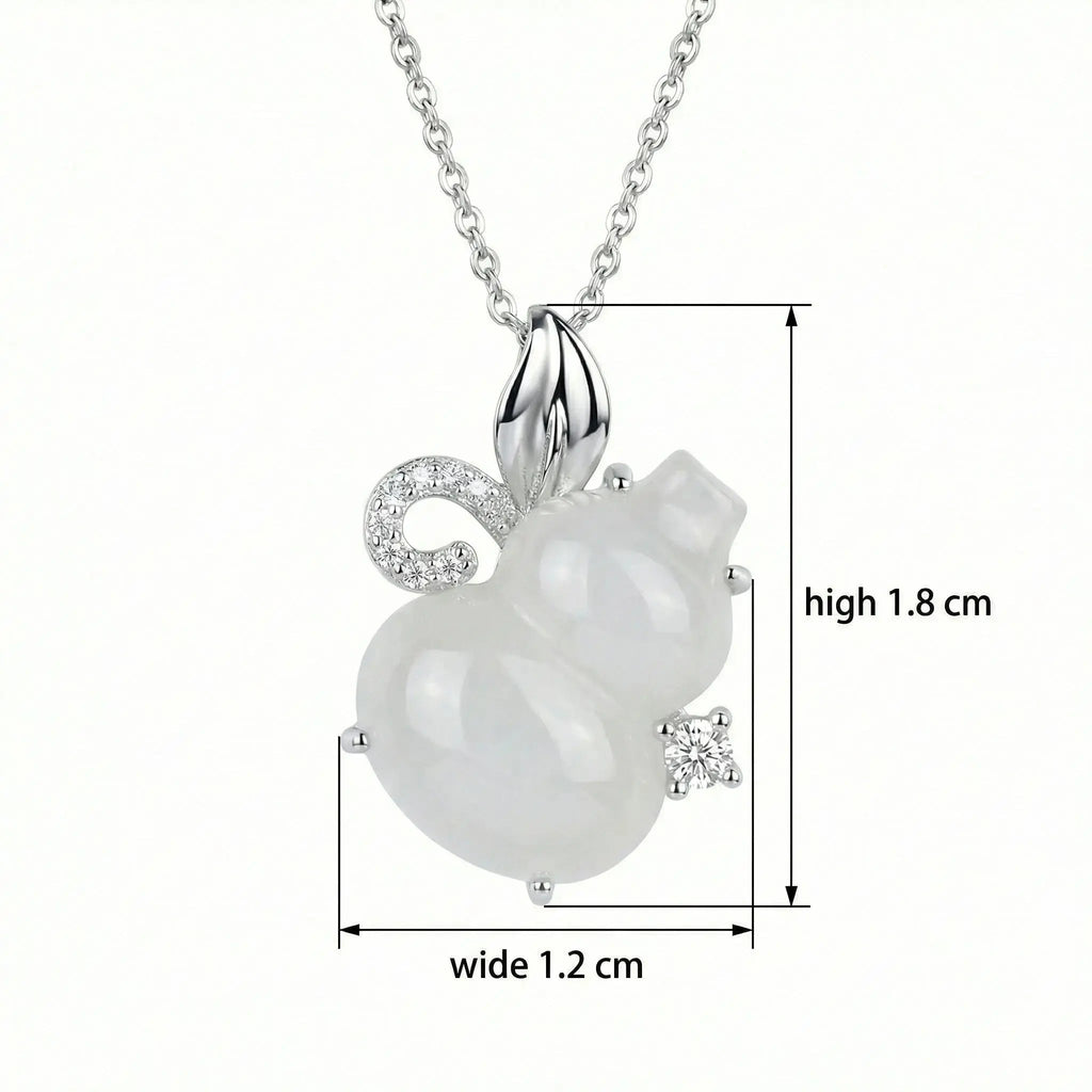 925 Sterling Silver Elegant White Gourd Pendant Necklace with Shimmering Silver Accents NP Collection