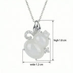925 Sterling Silver Elegant White Gourd Pendant Necklace with Shimmering Silver Accents NP Collection