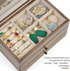 3 Layer Large Jewelry Storage Case, Rustic Wooden 