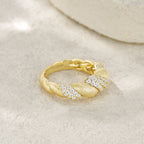Moissanite S925 Sterling Silver And Gold-plated Diamond Ring