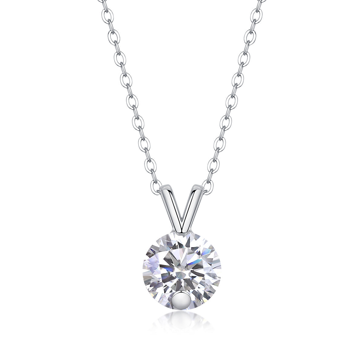 V-shaped - 2-carat Moissan Diamond S925 Sterling Silver And Platinum-plated Pendant
