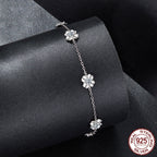Simple S925 Sterling Silver Clover Moissanite Bracelet