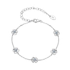 Simple S925 Sterling Silver Clover Moissanite Bracelet