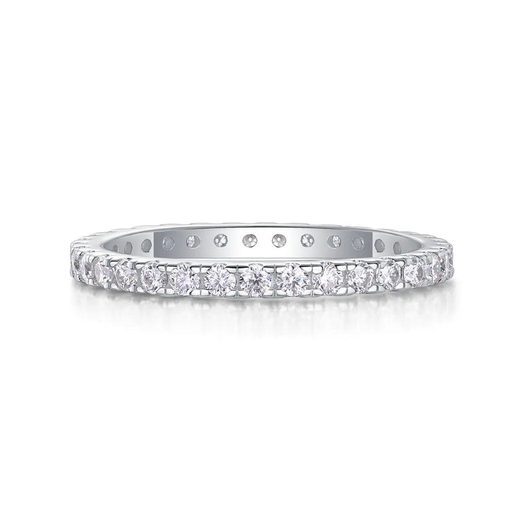 Luxury Fashion Row Diamond Ring Moissanite Silver Ring 