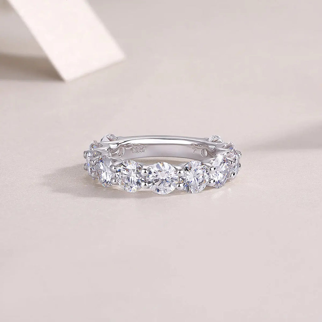 1Dazzling Moments Ring Moissanite S925 Sterling Silver and Platinum-Plated Diamond 