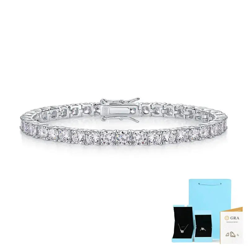 0.3-carat Luxury And Fashionable Light Luxury Trend Jewelry Silver Bracelet Set With Top-quality Moissanite, S925 Silver Electroplated Platinum NP Collection