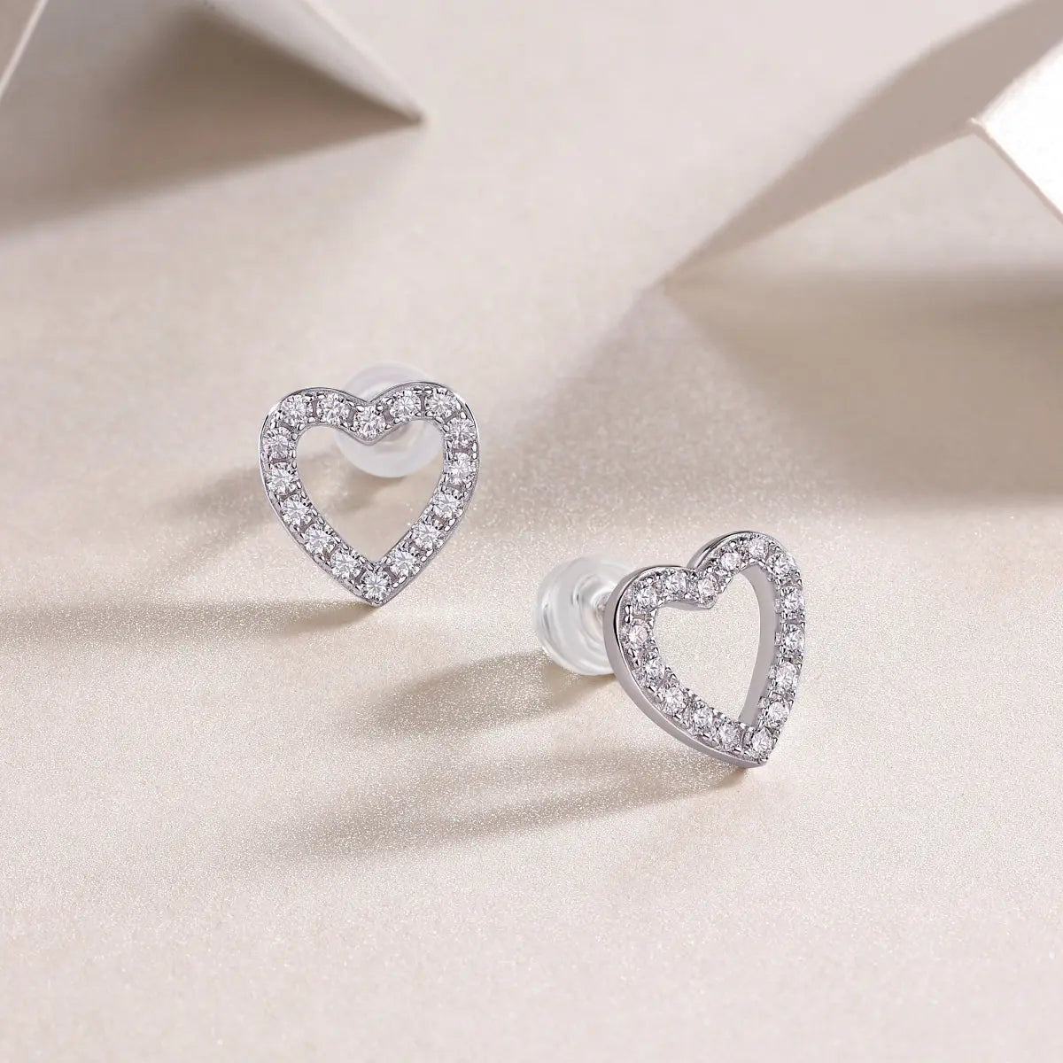 From the Heart - Moissanite S925 Sterling Silver and Platinum-Plated Stud Earrings 