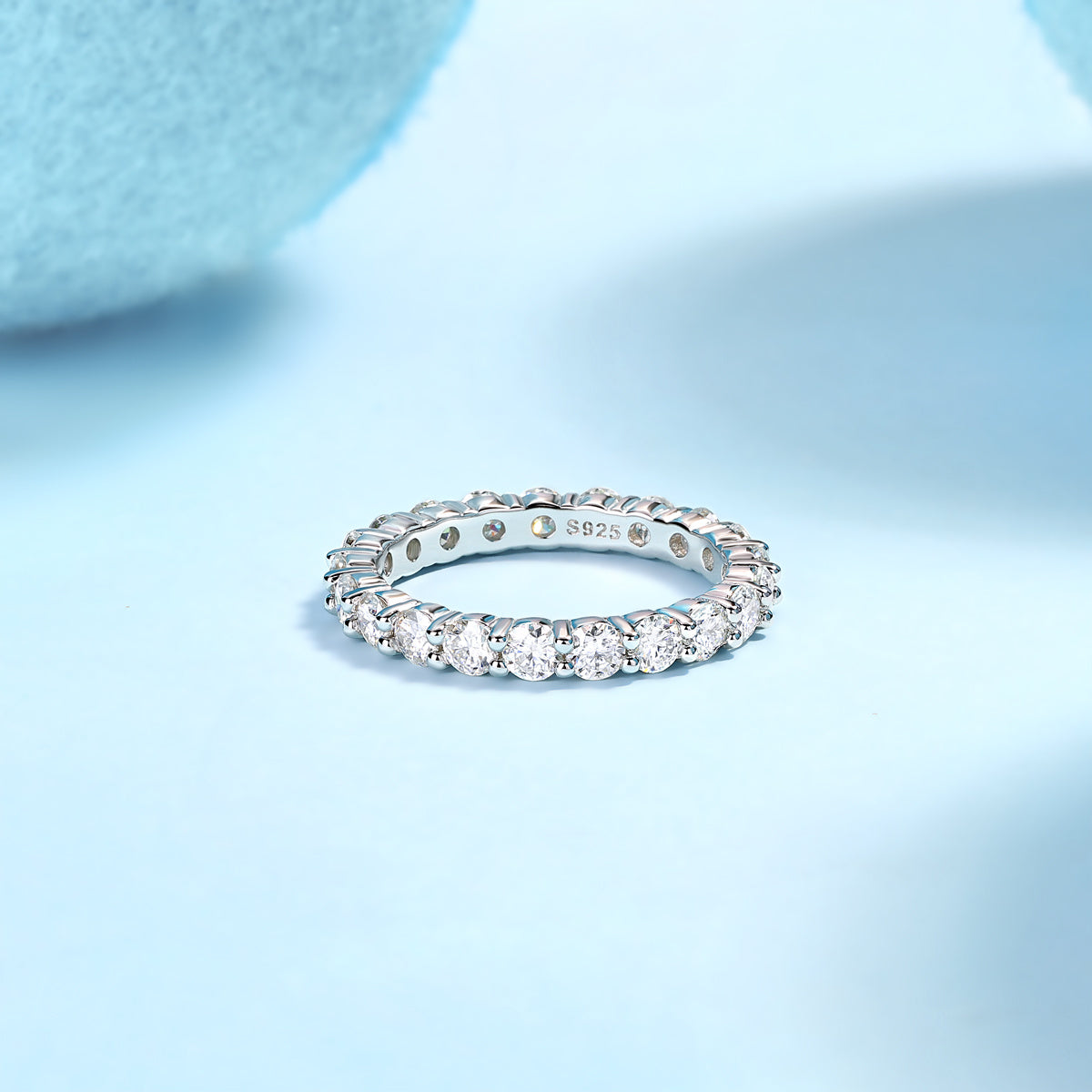 Row Diamond Ring, Moissanite Silver Ring