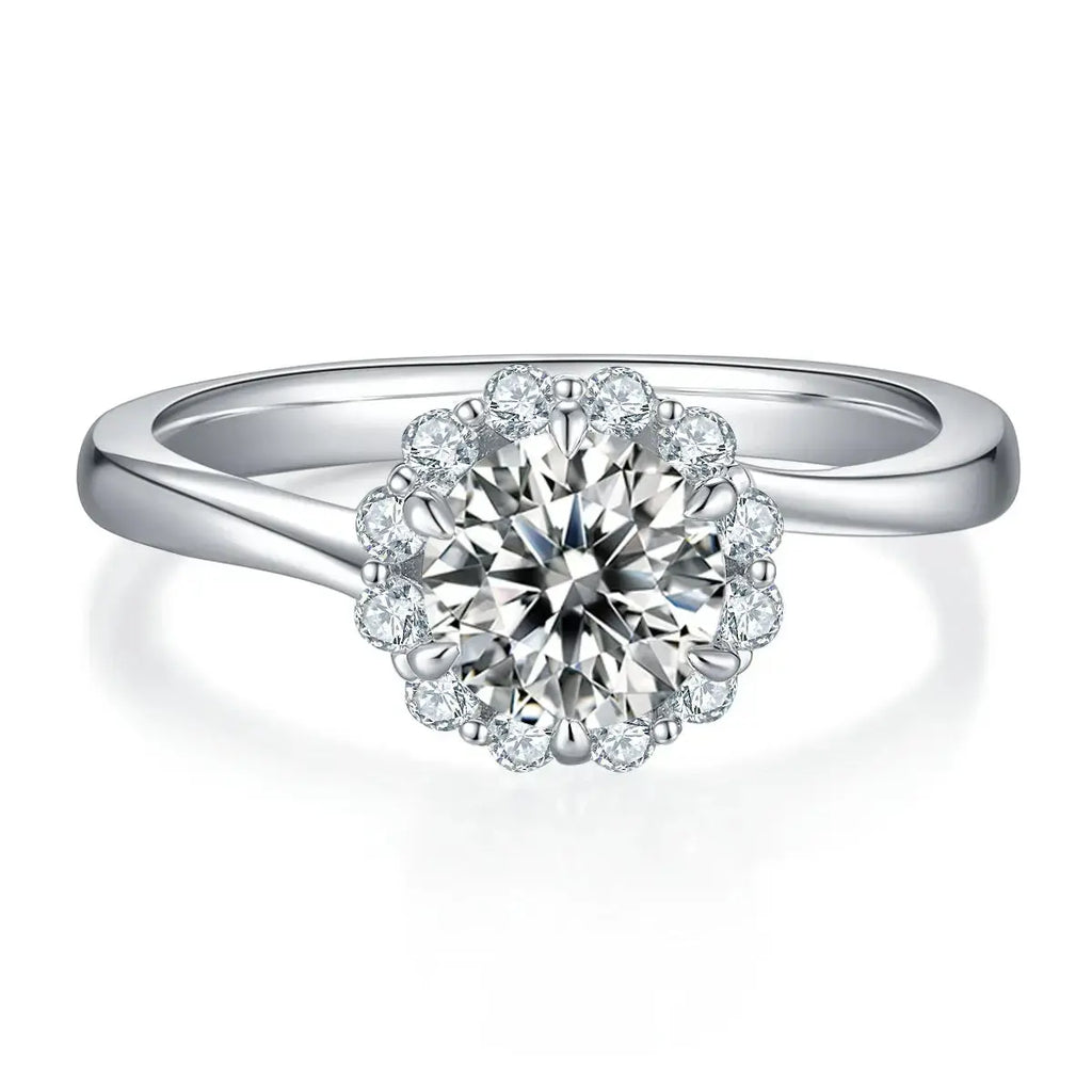 1-carat Luxury And Fashionable Light Luxury Jewelry Silver Ring Set With Top-quality Moissanite, S925 Silver Plated Platinum NP Collection