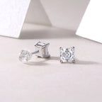 Unrestrained - Square Moissanite S925 Sterling Silver And Platinum-plated Earrings