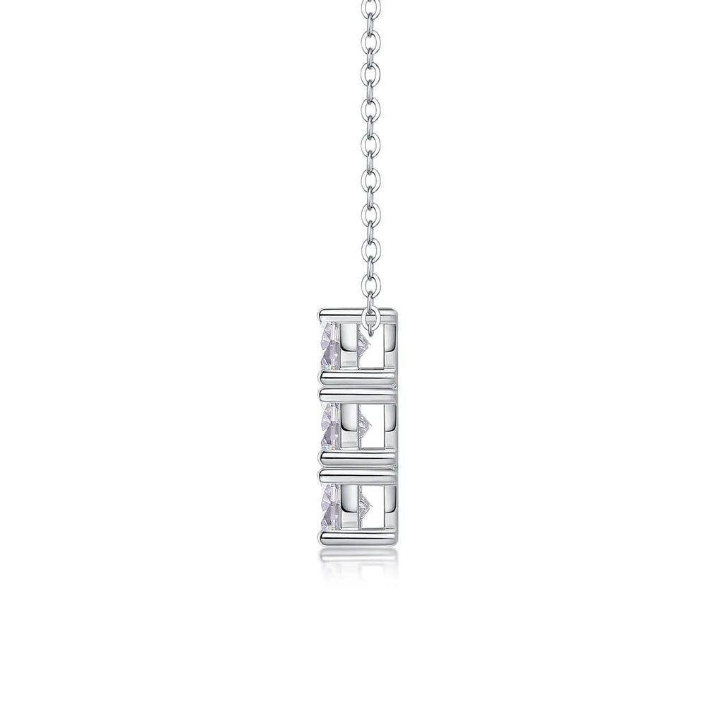 1Grand round Diamond Jewelry Piece Set with 0.5-Carat and 0.3-Carat Moissan Diamonds, S925 Sterling Silver and Platinum-Plated Pendant