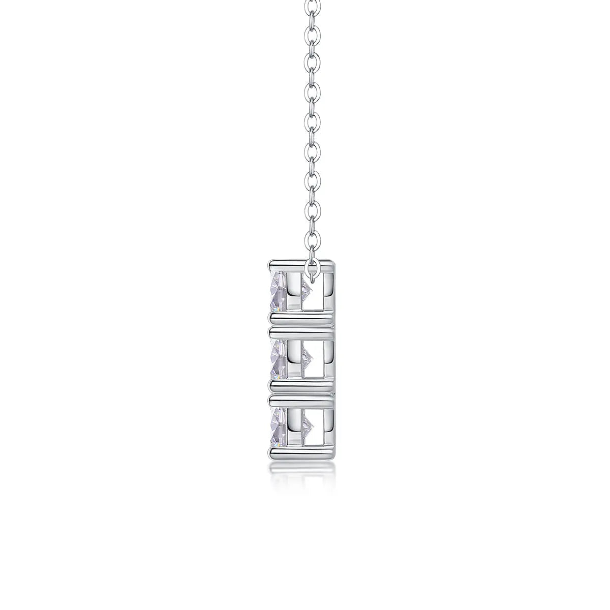 1Grand round Diamond Jewelry Piece Set with 0.5-Carat and 0.3-Carat Moissan Diamonds, S925 Sterling Silver and Platinum-Plated Pendant