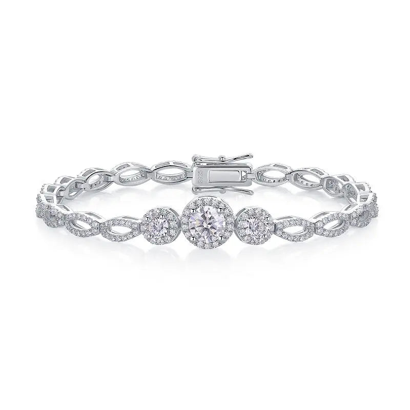 1-Carat Luxury Moissanite S925 Platinum-Plated Silver Bracelet – Light Luxury Trend Jewelry NP Collection