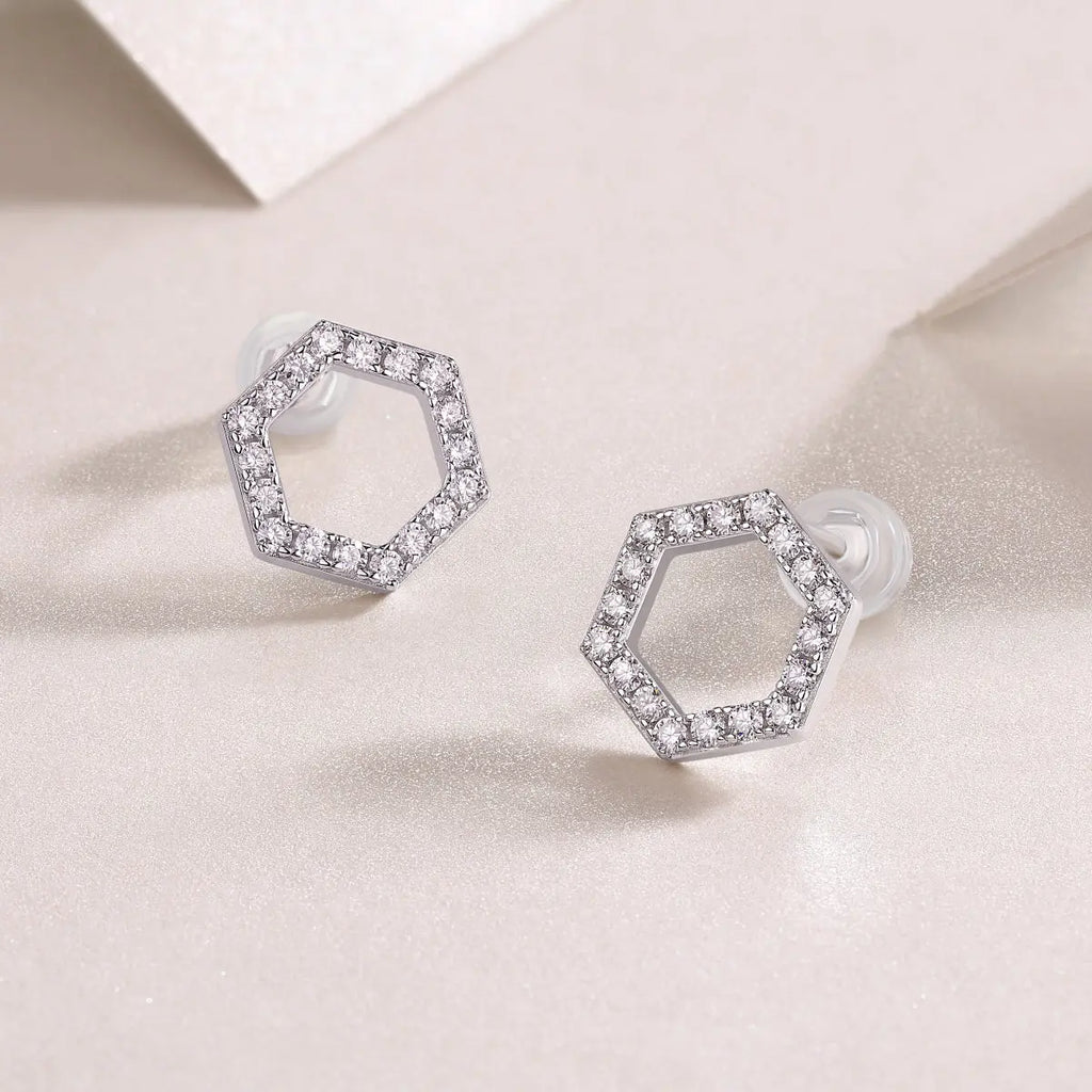 Empowering the Future - Moissanite S925 Sterling Silver and Platinum-Plated Stud Earrings 