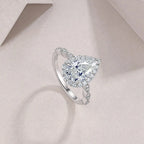 Pear-shaped Moissanite Set With Top-quality Moissanite Luxury And Fashionable Light Luxury Jewelry Silver Ring S925 Silver Electroplated With Platinum NP Collection