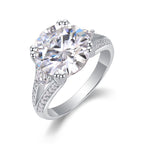 Elegant Radiance - 5-carat Moissanite S925 Sterling Silver And Platinum-plated Diamond Ring