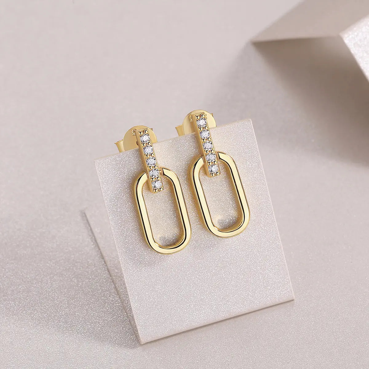 Aloof – Moissanite Luxury & Fashionable Silver Stud Earrings, S925 Gold Plated NP Collection