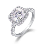 Gorgeous Square Diamond - Moissan S925 Sterling Silver And Platinum-plated Diamond Ring