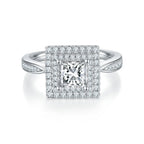 Square Moissanite S925 Platinum-Plated Silver Ring – Luxurious Light Luxury Jewelry NP Collection