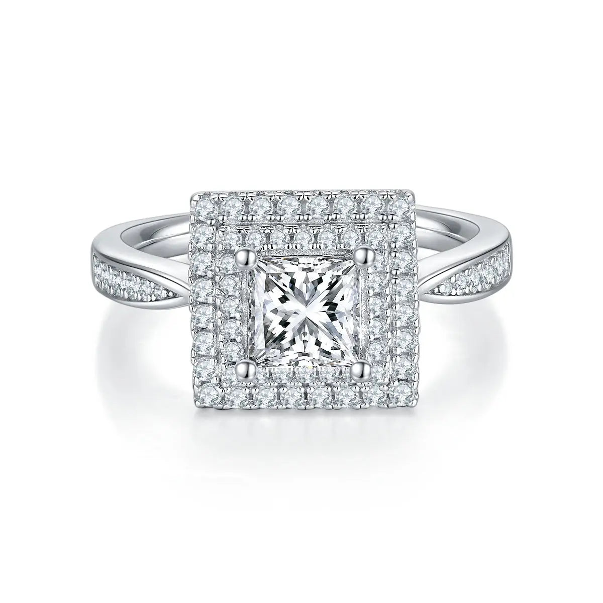 Square Moissanite S925 Platinum-Plated Silver Ring – Luxurious Light Luxury Jewelry NP Collection