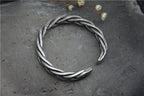 Vintage Woven Hemp Rope Bracelet in Sterling Silver S925