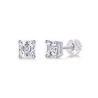 Unrestrained - Square Moissanite S925 Sterling Silver And Platinum-plated Earrings
