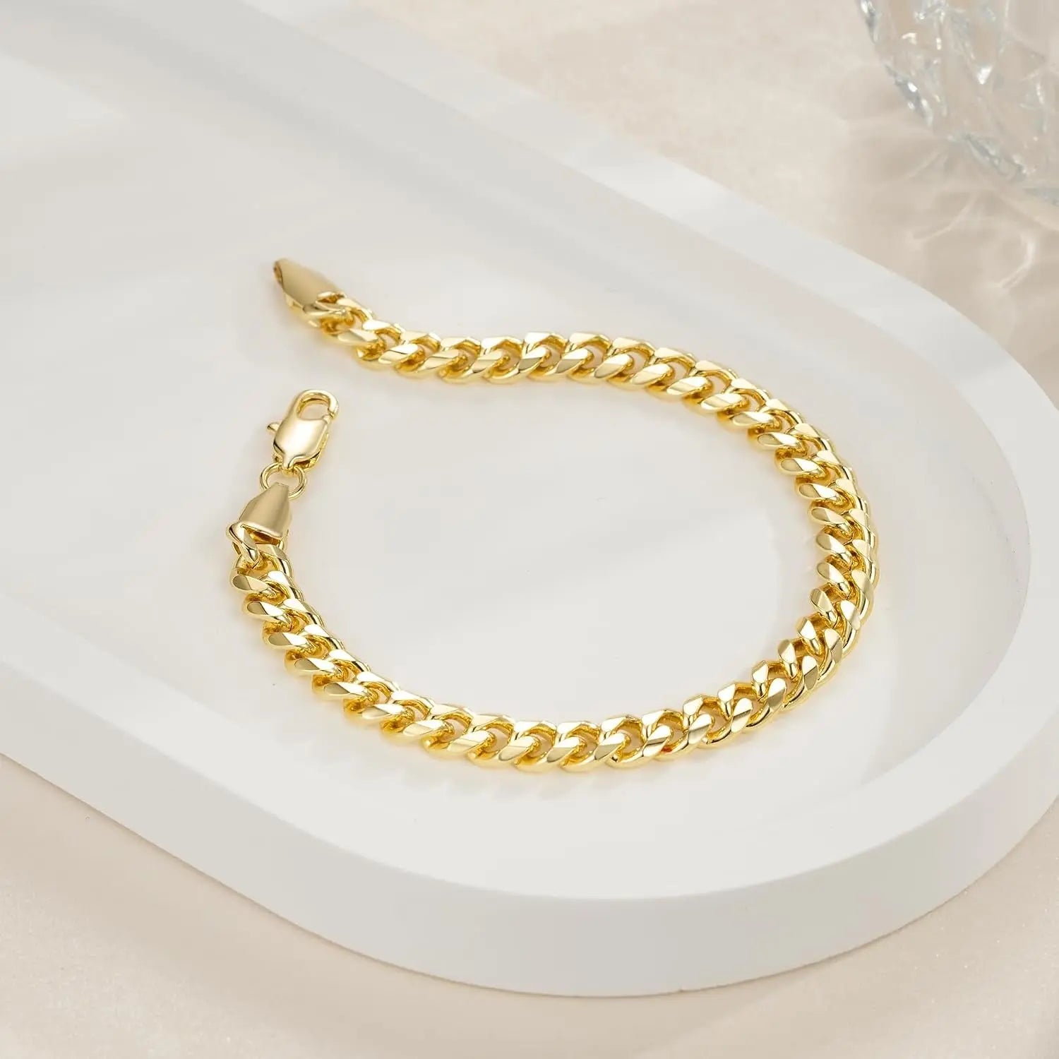 14K Gold Bracelet 6Mm Cuban Link Bracelet 