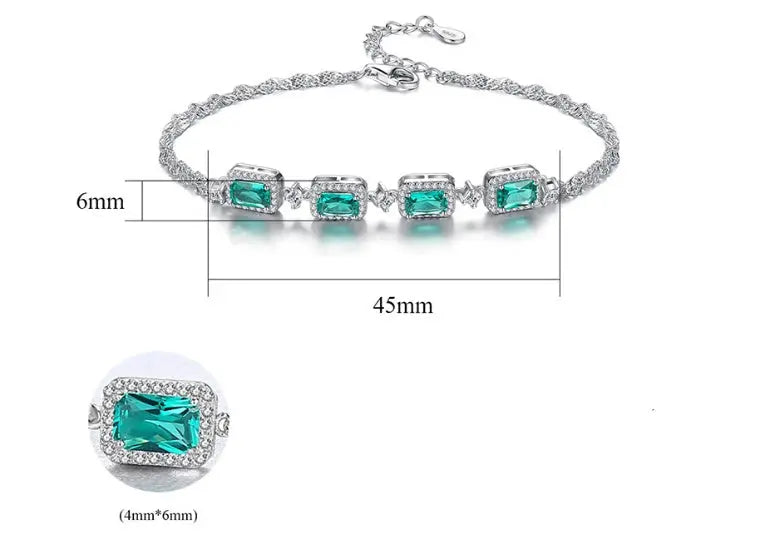 S925 Silver Fashion Emerald Bracelet for Women – Elegant Sterling Silver Gemstone Jewelry NP Collection