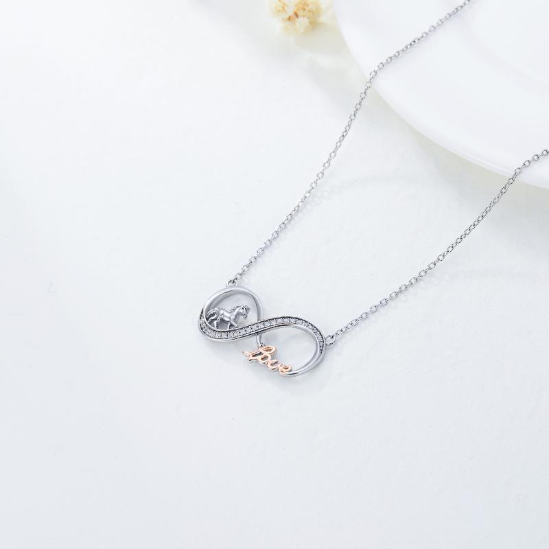 Horse Infinity Love Necklace Sterling Silver