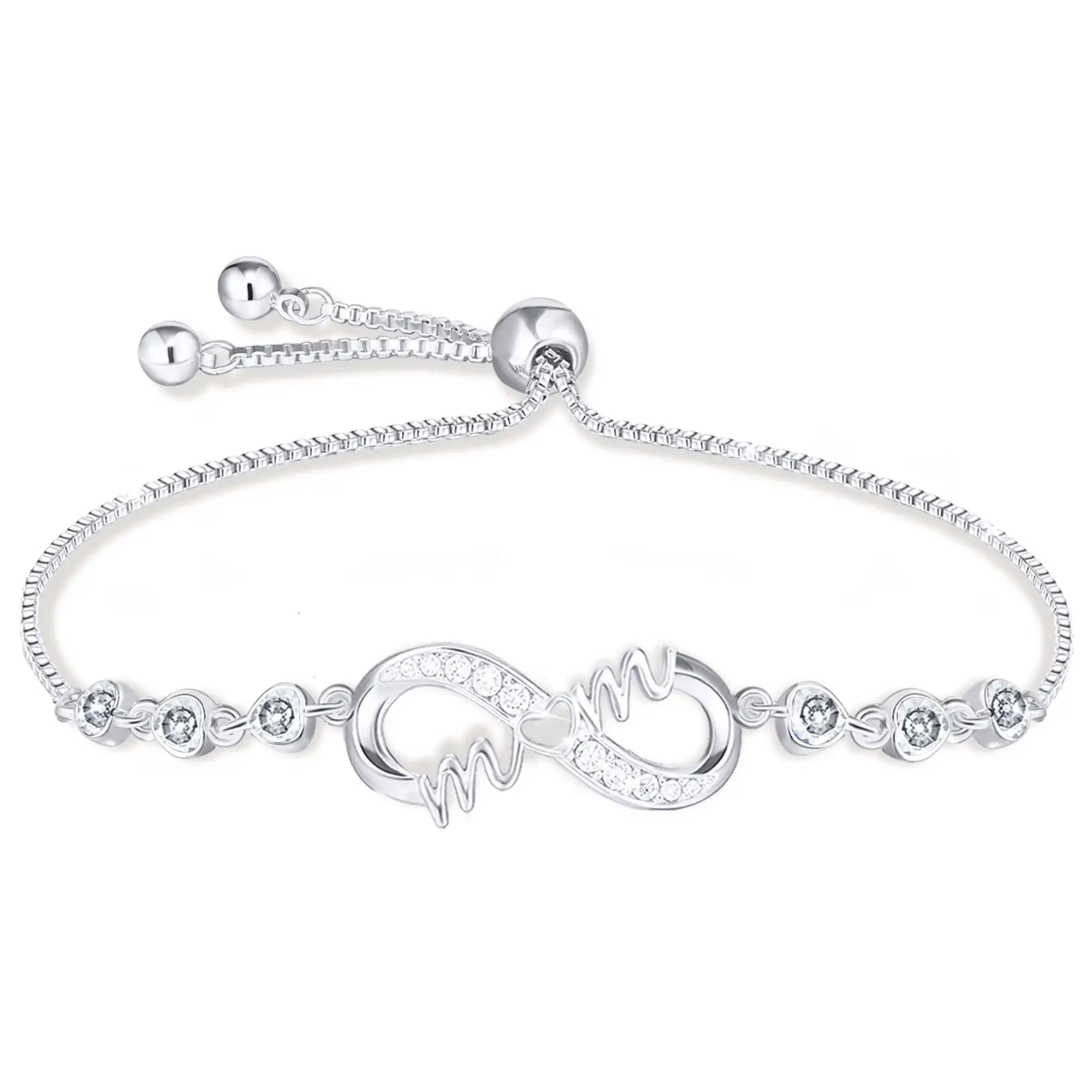 S925 Sterling Silver Plated Infinite Love Heart Mom Bracelet