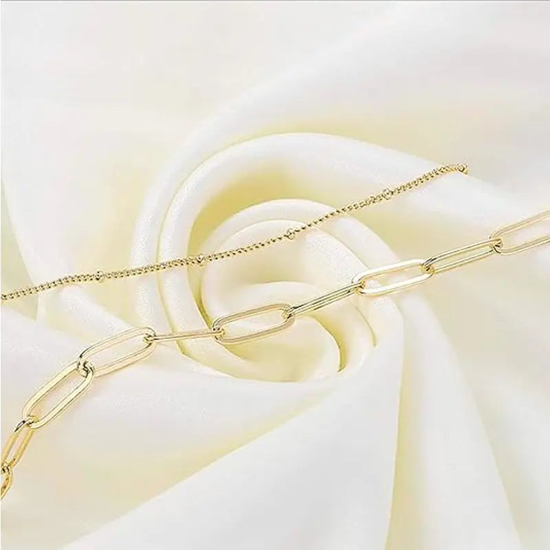 Dainty Gold Bracelets For Women, 14K Gold Filled Adjustable Layered Bracelet Cute Evil Eye Oval Chain Pearl Bar Turtle Gold Bracelet