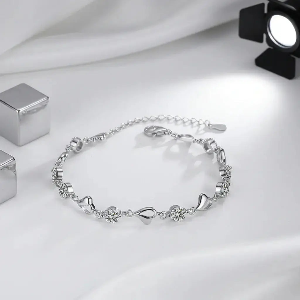 Heart Moissanite Bracelet Silver 