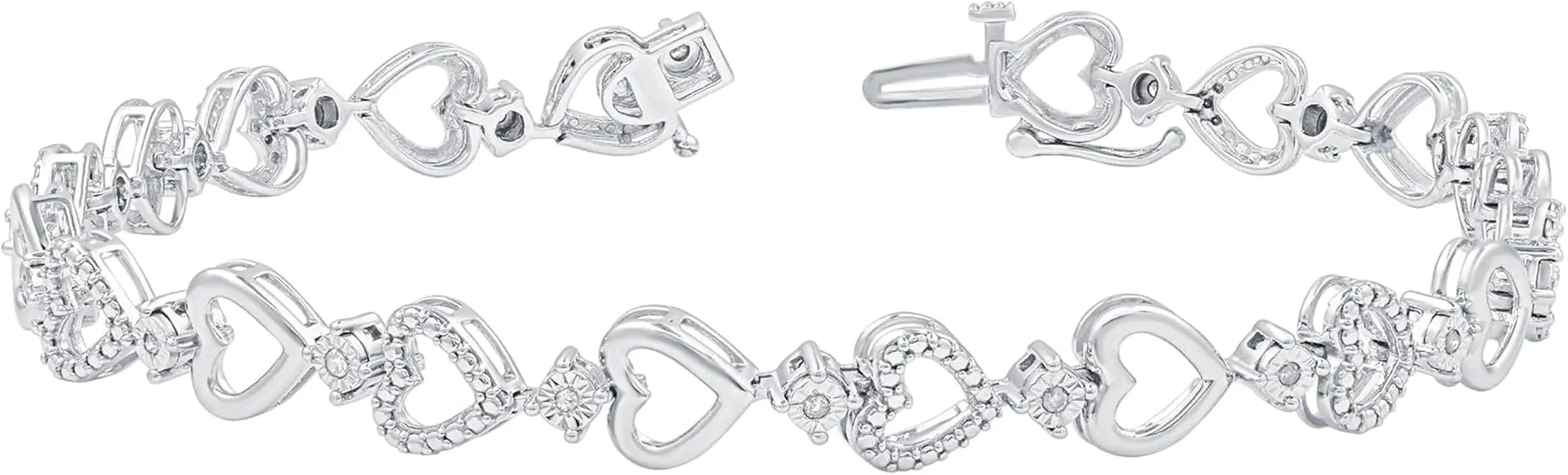 1/10 Cttw Natural Diamond Heart Shaped Bracelet