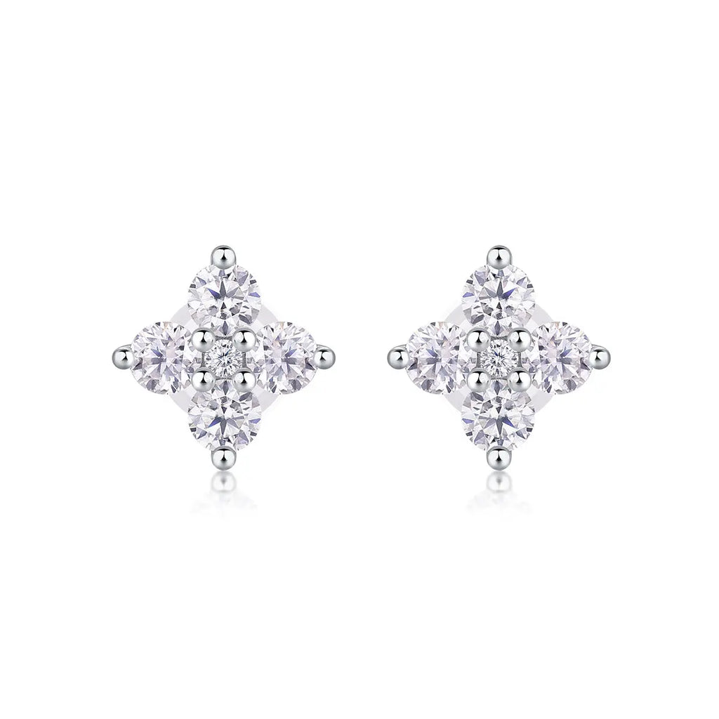 1Sweetheart French - Diamond Jewelry with Moissanite S925 Sterling Silver and Platinum-Plated Stud Earrings 