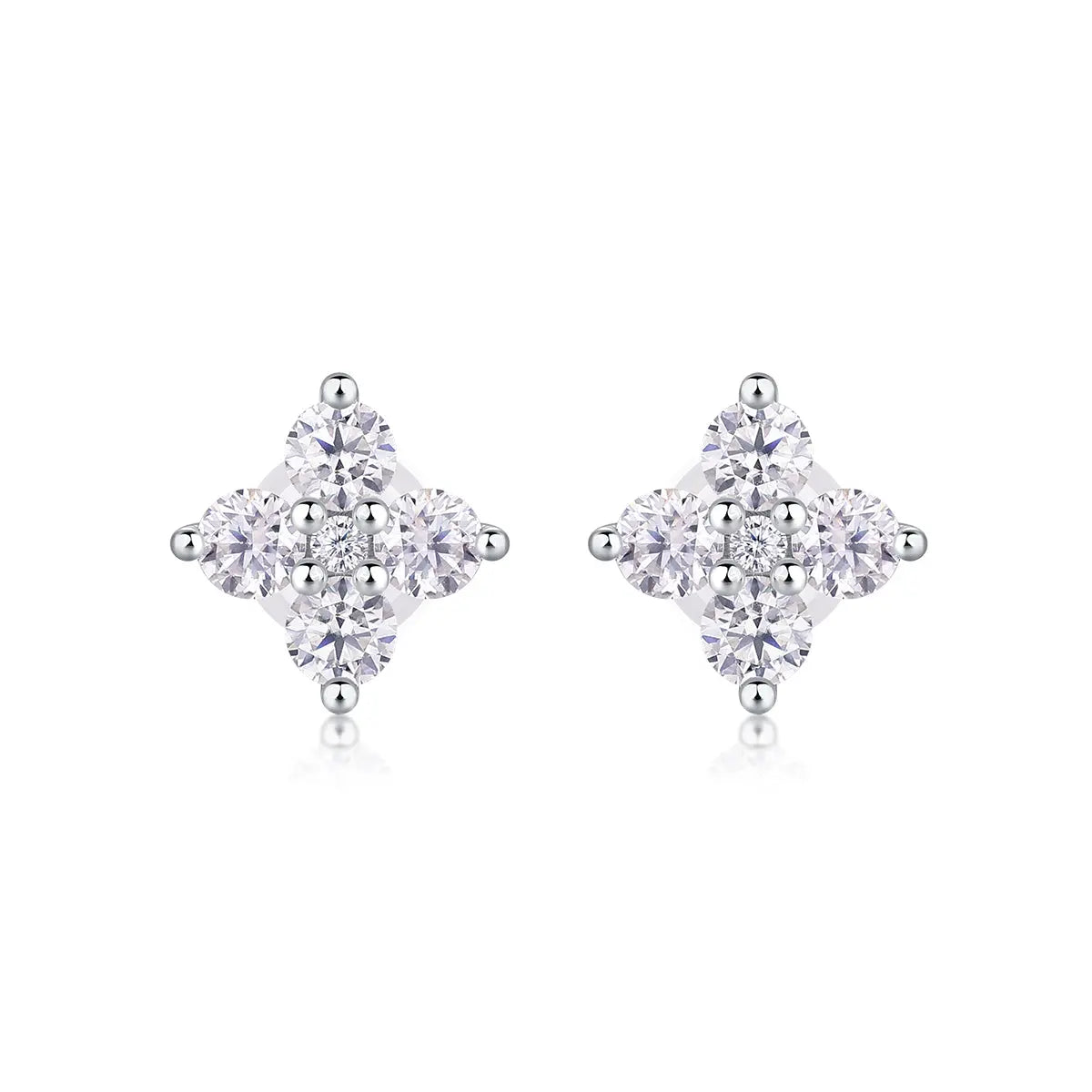 1Sweetheart French - Diamond Jewelry with Moissanite S925 Sterling Silver and Platinum-Plated Stud Earrings 