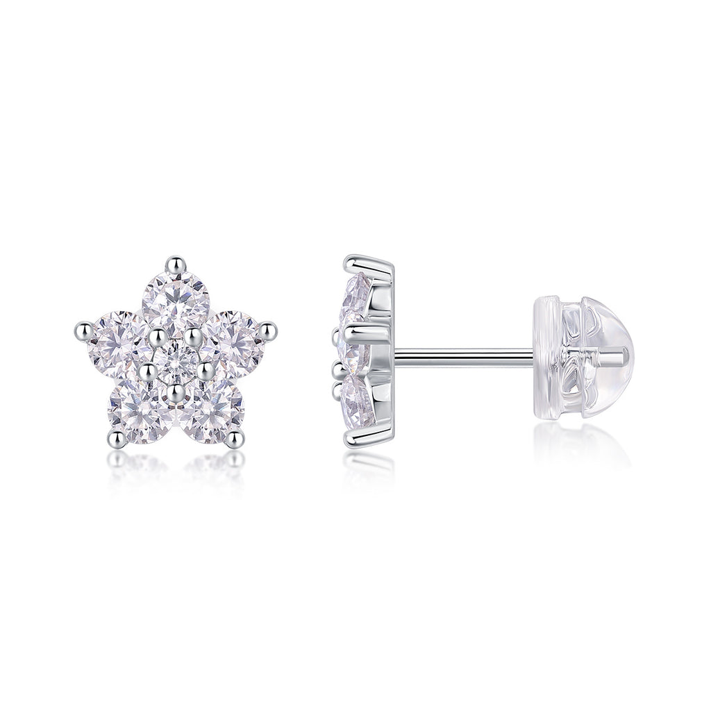 Paris Flower - Moissanite S925 Sterling Silver And Platinum-plated Stud Earrings