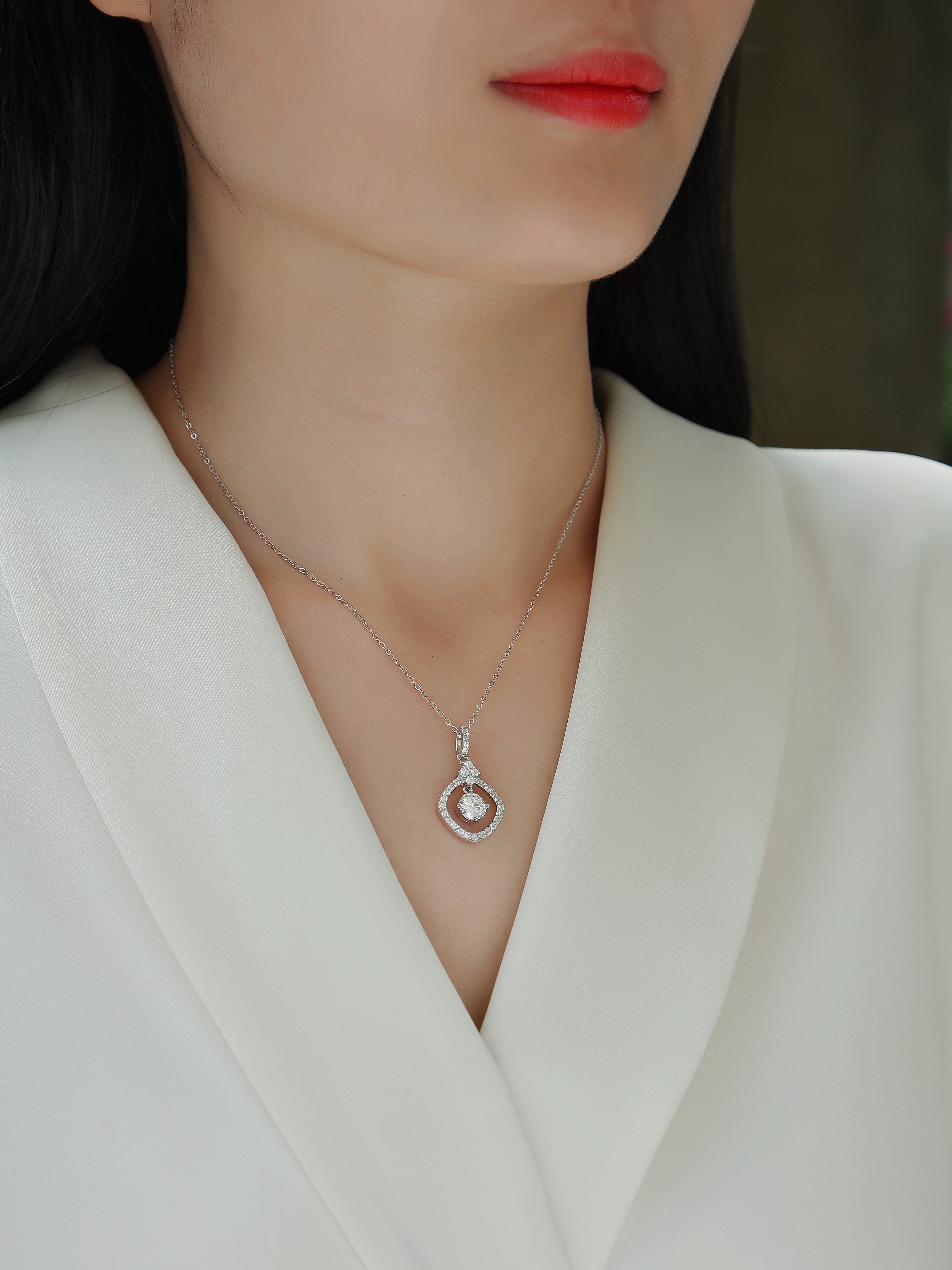 Starlight Heart-to-Heart - 1-carat Moissan Diamond S925 Sterling Silver And Platinum Plating Pendant